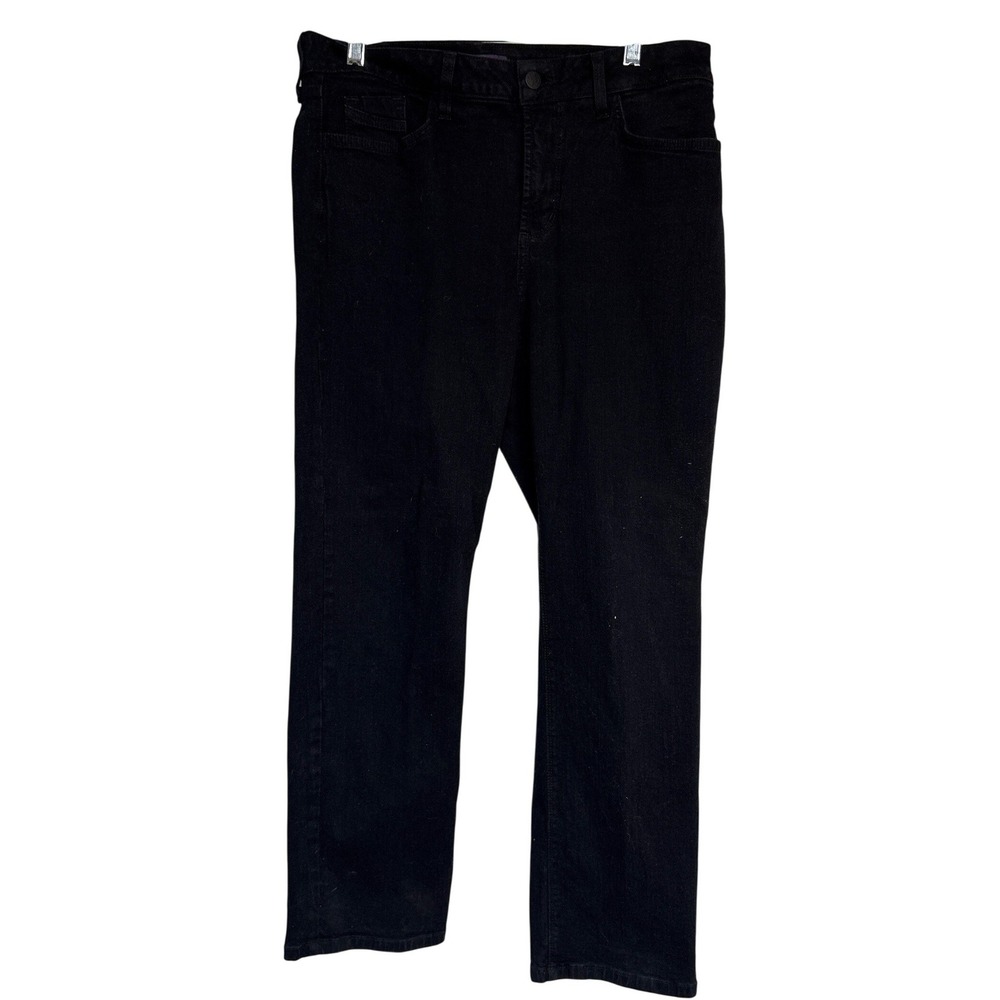 NYDJ Marilyn Straight Leg Jeans Womens 12P Black Lift Tuck Stretch Denim Pants